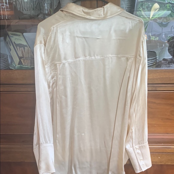 Zara Cream Long Sleeve Button Down Shirt - Picture 4 of 4